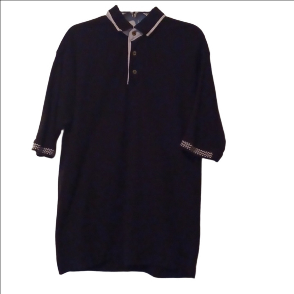 -- Jerzees Black and White Polo Shirt Classic Design Men's Size Large Casual